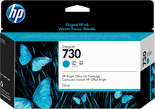 Load image into Gallery viewer, HP Genuine P2V62A / 730 Cyan Ink 130ml for HP DesignJet T 1600/1700/940