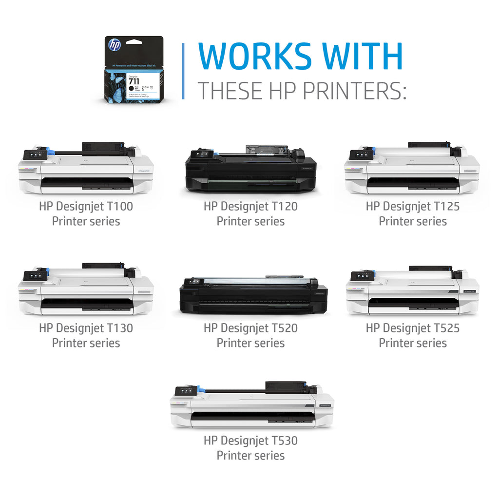 HP Genuine C1Q10A / 711 Printhead + Ink cartridge Bk,C,M,Y 12ml Pack=4 for HP DesignJet T 520