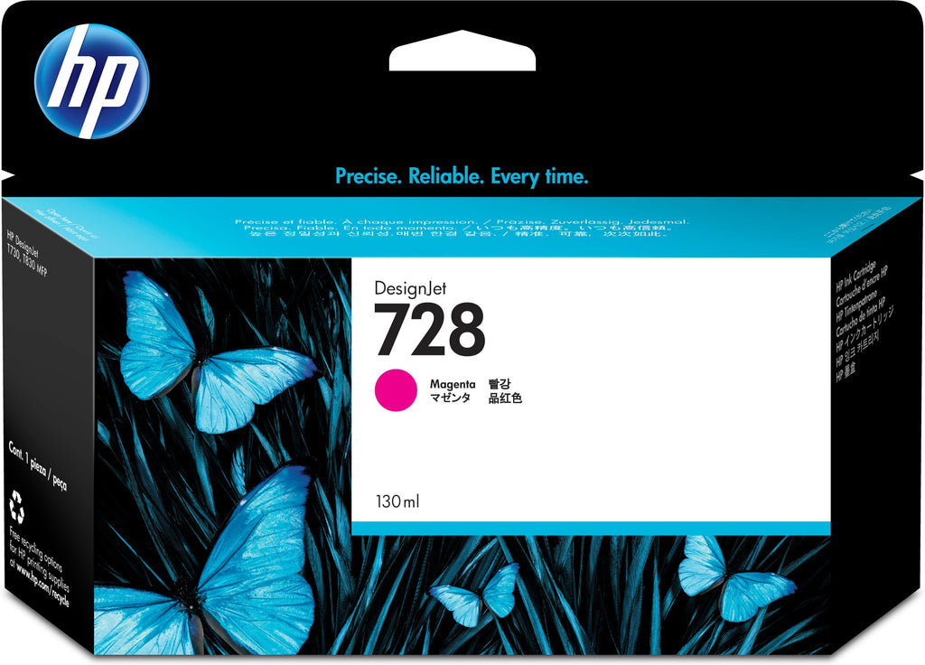 HP Genuine F9J66A / 728 Ink cartridge magenta 130ml for HP DesignJet T 730/830